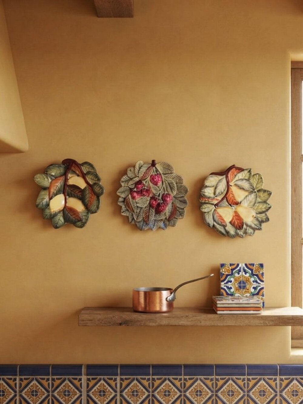 7.5" Ceramic Mediterranean Fruit Decorative Plates - Set of 3